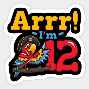 12th Birthday Pirate Captain Parrot Sticker